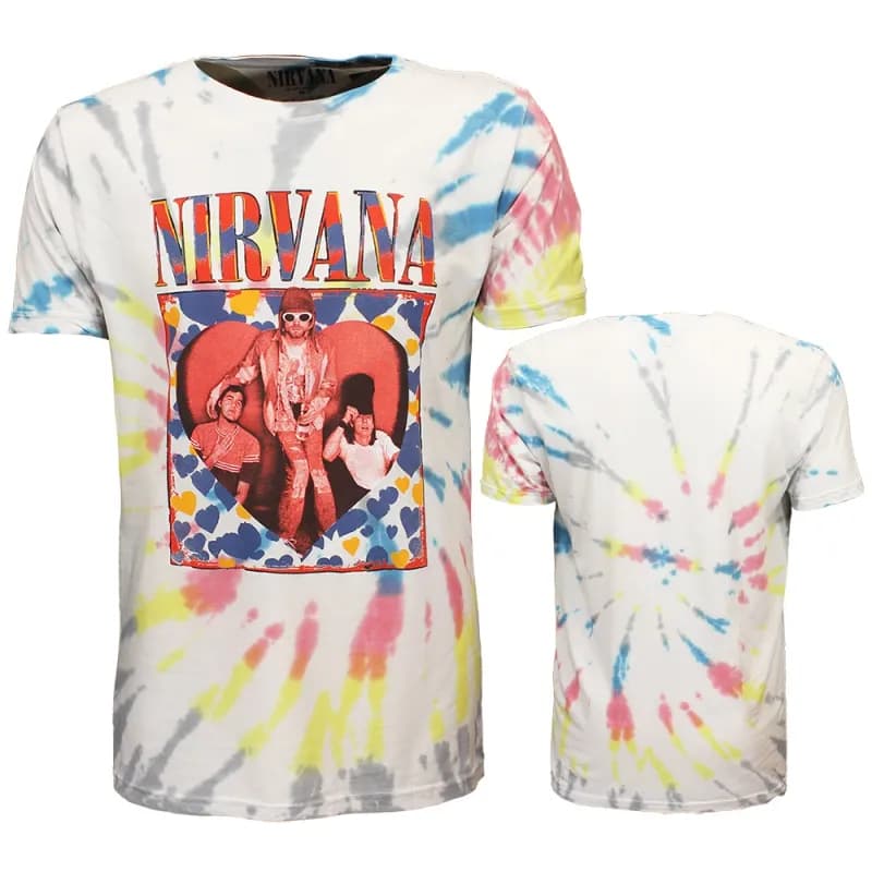Nirvana Heart Coloured Dip Dye T-Shirt