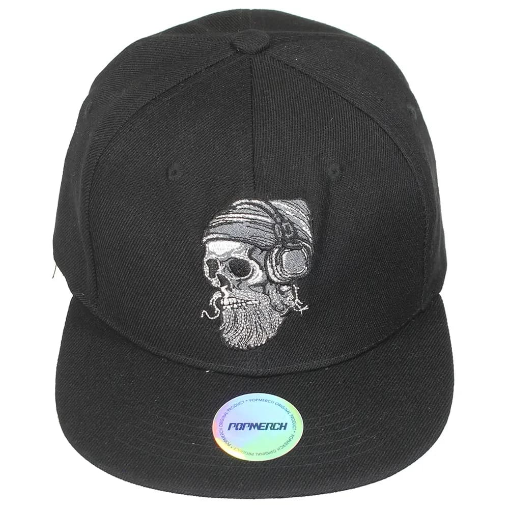 Biker Skull met Baard en Koptelefoon Snapback Cap Pet