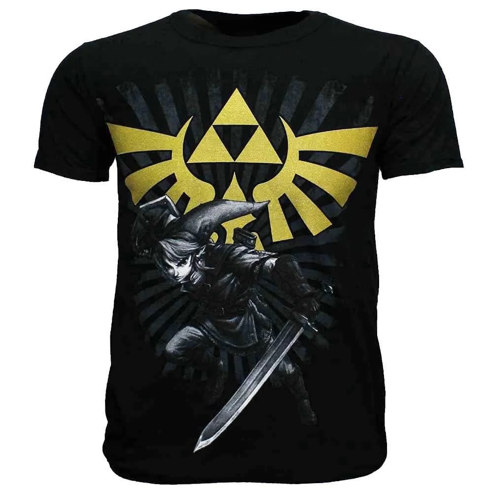 The Legend of Zelda Link met Gouden Hyrule Crest Logo T-Shirt