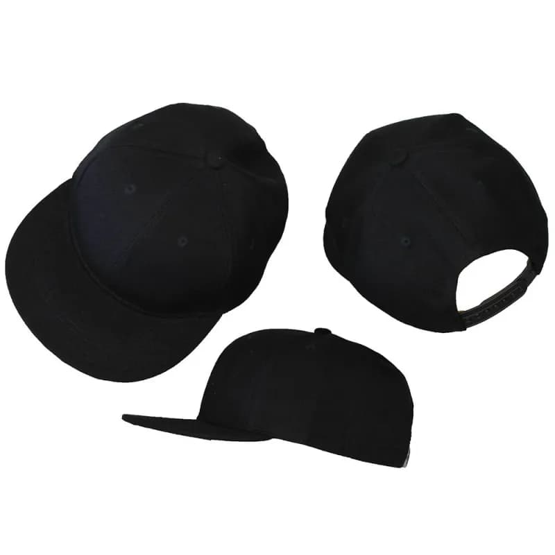 Basic Blanco Snapback Cap Pet Zwart 3 Stuks