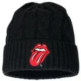 The Rolling Stones Tongue and Lips Logo Cable Knit Muts Zwart