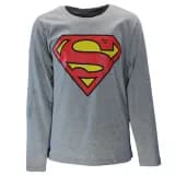 Superman Logo Kinder Langarmshirt Grau