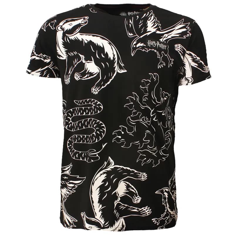 Harry Potter Wizards Unite All Over Print T-Shirt Zwart