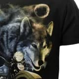 Wolf Adelaar en Motor in de Nacht T-Shirt Zwart