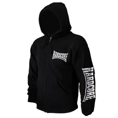 Hardcore Geborduurd Logo Vest Hoodie met Rits en Capuchon